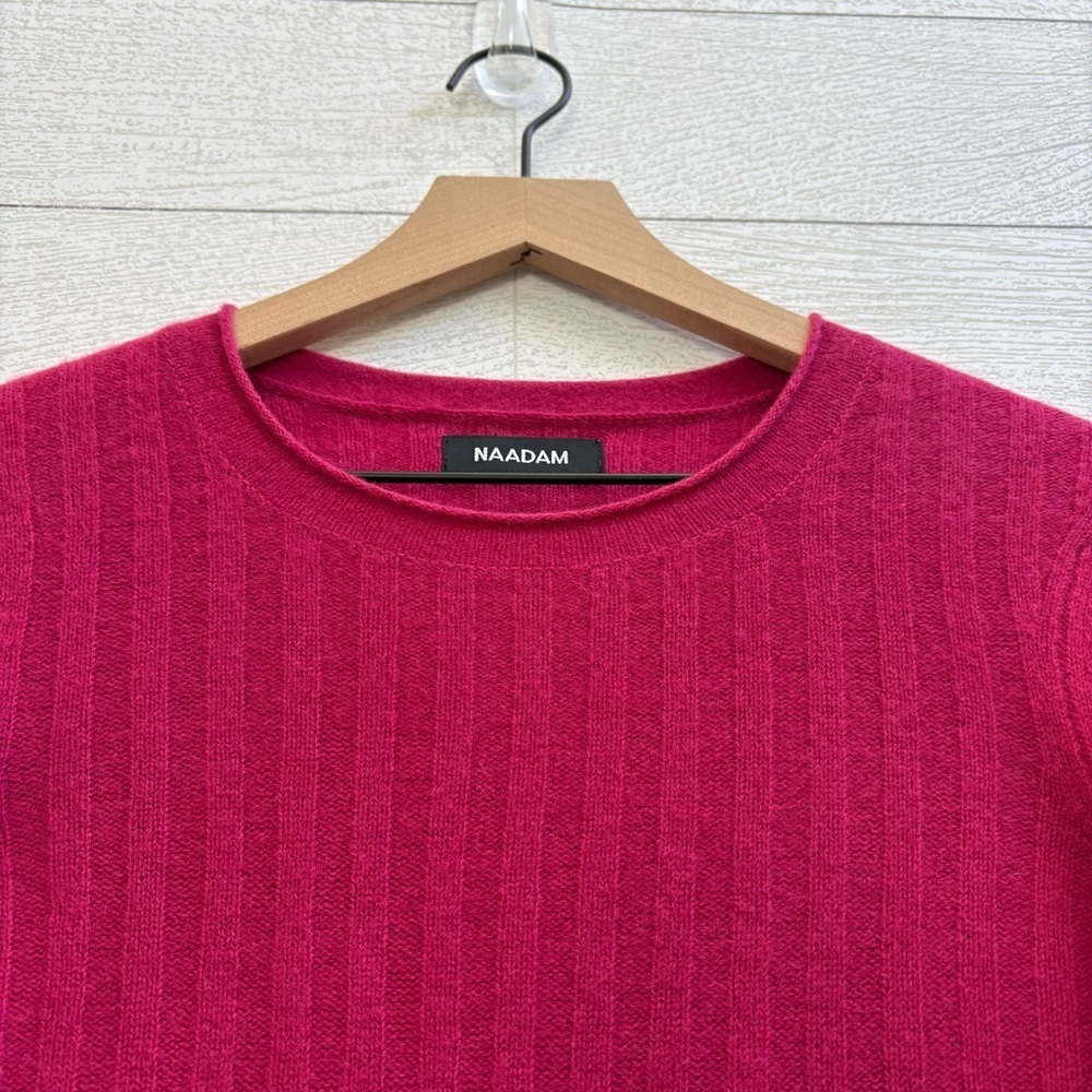 NAADAM Raspberry Pink Cashmere Ribbed Lightweight Sweater, Size XS - Picture 5 of 10
